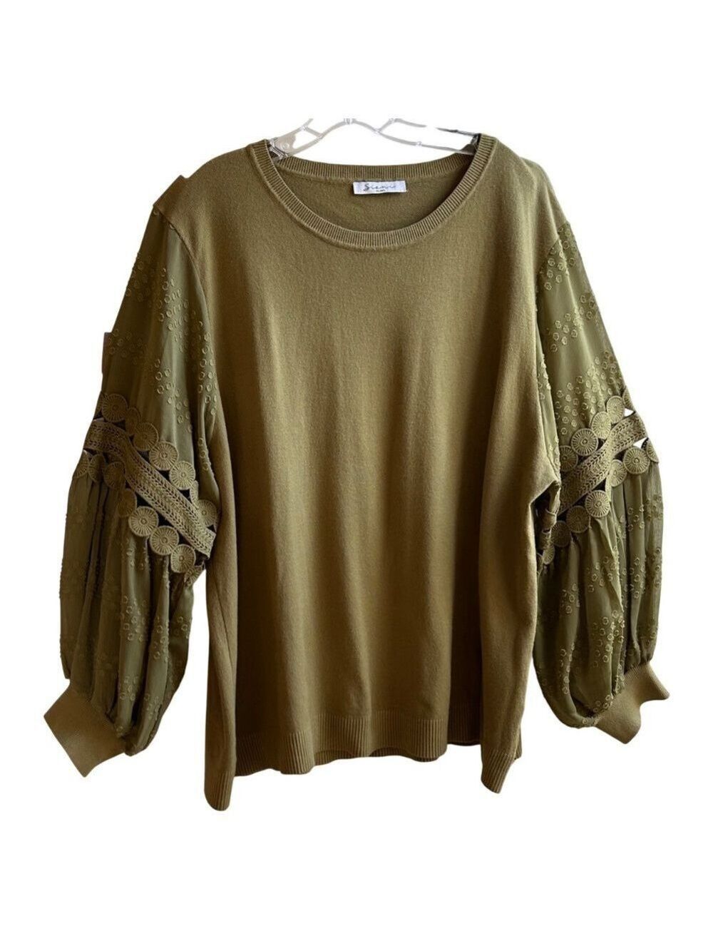 Siani Milano Crew Neck Sweater with Specialty Sleeves XXL
